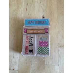 Hampton Art Rubber Stamps Set Be Happy Birthday Cake Thank You Card Making Words